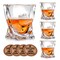 VACI GLASS Crystal Whiskey Glasses - Set of 4 - with 4 Drink Coasters, Crystal Scotch Glass, Malt or Bourbon, Glassware Set